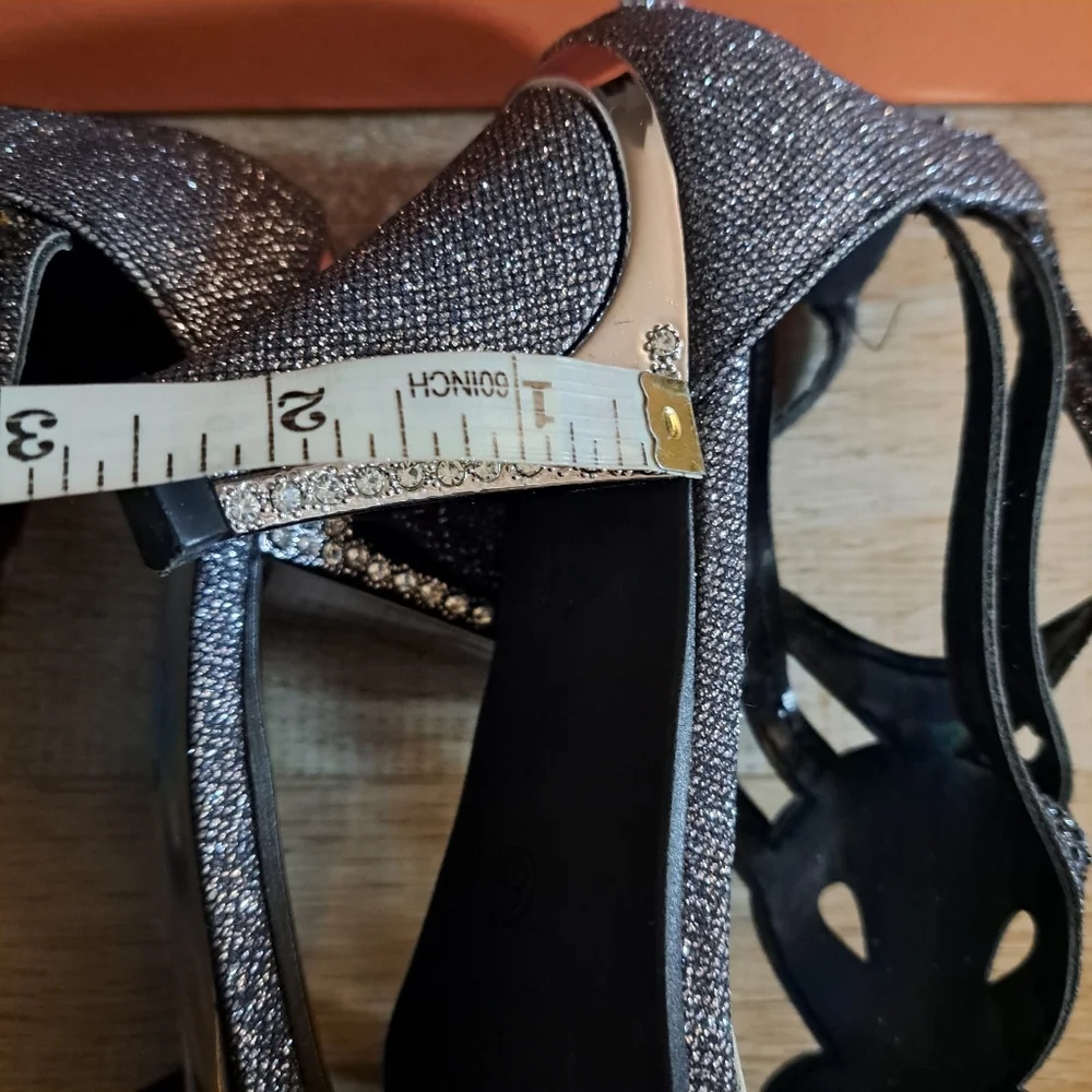 Bella Hanna Dressy Kinmi 25 Black Shimmering Rhinestone Shoe Zipper Women's 8.5